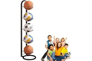 LengSuaa Ball Storage Rack 5 Tiers Ball Storage Garage Basketball Organizer Rack Iron Football Stand Vertical Football Display Stand Removable Football Stand for Basketball Football Volleyball