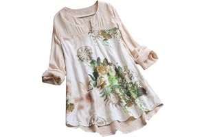 SHOBDW MUJER Camisetas Mujer Manga Larga SHOBDW 2022 Nuevo Cuello en V Tops de Túnica Blusas Suelto Estampado Floral Pullover Sexy Casual Verano Camisetas Mujer Tallas Grandes M-5XL