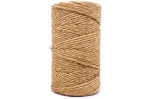 Leecogo Jute Twine 328 Feet 2.5mm 4Ply Heavy Duty Brown Jute Rope String for Home Gardening Plant Picture Hanger Industrial Packing Mason Jars Wedding Decorations Crafts