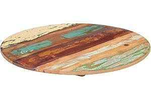 Susany Tischplatte Massivholzplatte Holzplatte Ersatztischplatte Holz Platte für Couchtisch Beistelltisch Rund 40cm 15-16mm Recyceltes Massivholz