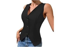 Ewleguzka Blazer Vest for Women Trendy Dressy Business Casual Summer Button Down Sleeveless Work Suit Waistcoat Tops