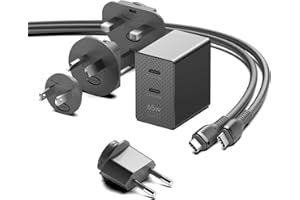 HKY 65W Caricatore USB C PD3.0 Alimentatore Super GaN a 2 Porte per DJI Avata, DJI Neo drone, DJI Mini 4K, DJI Mini 4 Pro, DJI Mini 3 Pro, DJI Mavic 3 Classic, DJI Air 3 Fly, DJI RC 2, DJI Goggles 2