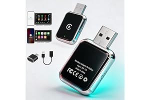 2026 Förbättrad trådlös Carplay-adapter med RGB-belysning, 2-telefonväxling, biltillbehör, kompakt trådlös Carplay och Android-biladapter, stabil drift (metallskivor)