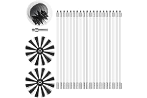 Swetup Chimney Sweep Kit, 23 Pcs Duct Vent Cleaning Set with 20 Nylon Rods 2 Brush Heads 1 Drill Connector, Chimney Cleaning Brush for Fireplace, Dryer Vent, Sewage Pipe, Fume Hood