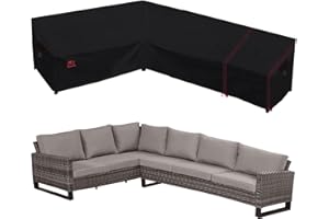 Turtle Life L-Form Gartensofa Abdeckung, Outdoor Sofa Abdeckung Wasserdicht für Eck-Lounge Sofa, L-Form Gartensofa Abdeckung Schwarz, L-Form 178cm + 250cm (rechts)