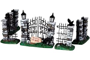 SPOOKY TOWN CANCELLI TERRIFICANTE - SPOOKY IRON GATE AND FENCE, SET OF 5