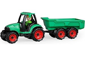 LENA Truckies Trattore con Rimorchio per 2+ Anni Bambini, Verde