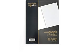 EASTLIGHT PREMIUM Eastlight A4 Professional Graph Pad 50 Sheets 95gsm Premium Quality Paper, Printed 2/10/20mm Graph
