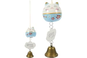 Beavorty Campane A Vento Giapponesi Carillon Del Vento Feng Shui: Del Vento Gatto Maneki Del Vento Giapponese Fortunato Gatto Ceramica Maneki Neko Campana Sospesa Campanelli Eolici