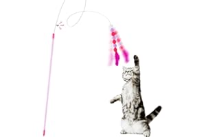 Cobee Jouets Plumes Chat Baguette Souple Pompon Cloche Interactive pour Chaton Intérieur