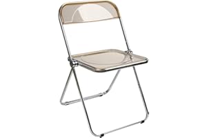 Willonin Transparent Chaise Pliante pour Banquet Conférence Fête - Fort Obuste Cadre Métal Acrylique Balcon Bains De Soleil Empilable, Stable Et Léger (Ambre)