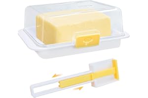 Griwuut Burriera con coperchio per piano di lavoro, contenitore ermetico per burro multiuso, adatto per uso europeo/Kerrygold/francese e frigorifero