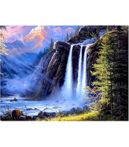 Diamond Painting Landschaft – 40x50 Cm, Mit Runden Steinen, Bastelset