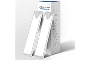 Homelist Dimmable Under Cabinet Kitchen Lights, 2 Pack，Motion Sensor Wall Light, USB Rechargeable Wireless LED Night Light Indoor with Magnetic Strip for Cupboard，Closet，Wardrobe,Stair,4500K〔20cm〕