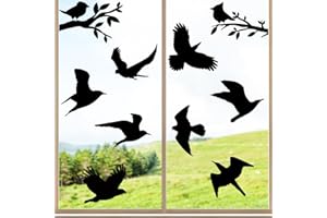 QIMMU Adesivi Anticollisione per Uccelli,10 Fogli Taglia Larga Adesivi Vetro per Uccelli,Vetrofanie per Finestre Uccelli, Adesivi per Zanzariere Anticollisione,Adesivi per Finestre Uccellini