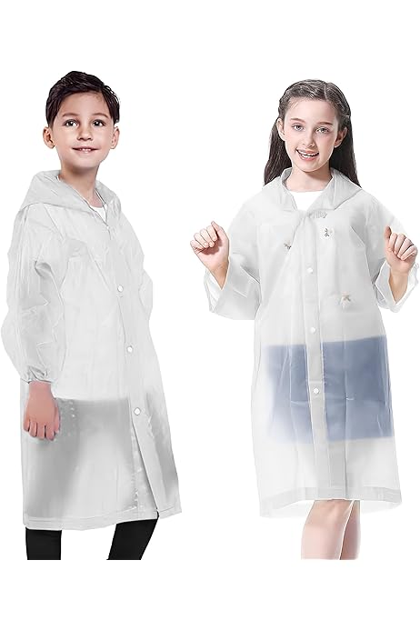 3 Poncho Antipioggia Trasparenti In EVA - Impermeabili Riutilizzabili Con Cappuccio Per Adulti - Foto 5