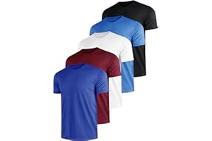 E-LIINJOYE 5 er Pack Sport Herren Tshirts Schnelltrocknend Atmungsaktive Männer Sommer Funktionsshirt Trainingsshirt Fitness Laufshirt Rundhals Kurzarm T Shirt Herren Set