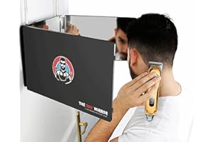 LIPFISBARBERSHOP.COM The 360 Mirror - Adjustable Telescoping Hooks - Self Haircut Mrror for Men - 3 Way Mirror for Hair Cutting - Miror for Self Haircutting - Cut your Own Hair Mirro (I Without LED I)