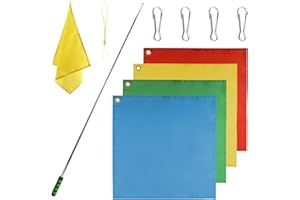 POHOVE 4 x Pferde-Trainingsflaggen mit 160 cm Teleskopstab, Hand-Fahnenmast, einziehbarer Pferde-Trainingsausrüstung, Pferdeflagge mit Clips, für Pferdelungstraining