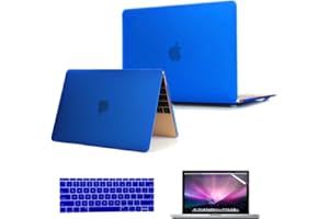 Se7enline Compatible with MacBook Retina 12 inch Case 2015/2016/2017/2018/2019 Hard Shell Laptop Cover for Model A1534/A1931 with Retina Display, Keyboard Cover, Screen Protector, Deep Blue