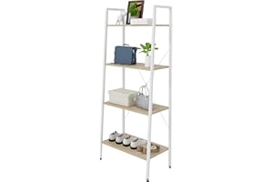eSituro Estantería Librería Estante de Metal de Cocina Almacenamiento Multifuncional para Libros Plantas con 4 Estantes Metal + MDF 60x35x148CM SSTR0039