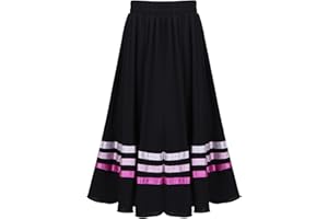 TiaoBug Kids Girls Pull-On Full Circular Ribbon RAD Character Skirt Ballet Dance Dancewear
