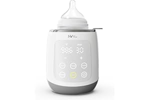 HEYVALUE Baby Bottle Warmer 5-in-1 Fast Baby Food Heater&Thaw BPA-Free Milk Warmer with LCD Display Accurate Temperature Control for Breastmilk or Formula (Grey White)