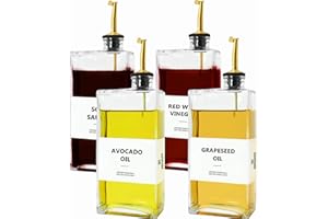 BIKALAN Olive Oil Dispenser Bottle for Kitchen, Coffee Syrup Dispenser - Elegant & Classy Olive Oil Bottles for Kitchen - Glass Cooking Oil Dispenser, Container, Cruet (Gold *4, 500 Milliliters)