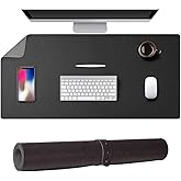 McStorey Masa Desk Mat 90x45 cm &Ccedil;ift Taraflı Deri Mouse Pad Kaymaz Geniş Masa Koruyucu Suya Dayanıklı Rulo Yapılabilir Ofis E