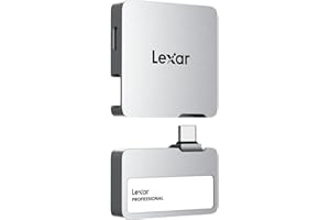 ‎LEXAR Lexar Professional Go Portable SSD mit HUB 2TB, ultrakompakt, unterstützt Apple ProRes, bis zu 1050MB/s Lesen und 1000MB/s Schreiben, USB 3.2 Gen 2, IP65, für iPhone 15/16, Silber