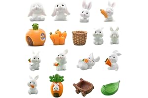 TASHCE 17 Pezzi Miniatura da Giardino Pasqua Coniglio, Miniatura Coniglio Figurine, Miniature Coniglietto Figurine Ornamenti, Topper Cupcake per Pasqua Decorare, Oggetti Scena Fotografia, Giardino Decori