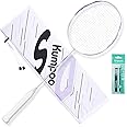 KUMPOO Badminton Racket 5U Lightweight, Carbon Fiber Badminton Racket Set with Grip Tape & Cover, Pro Badminton Racket with String for Beginner, Intermediate Players Outdoor Games, Training