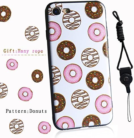 Iphone 7 case-XIN HUA Innovative black edge TPU 3D relief painted cell phone shell, suitable for Apple 7 / 7plus--Model: Romantic（Products include: explosion-proof membrane, mobile phone ring bracket, dust plug, lanyard） (For iphone 7, Donuts)