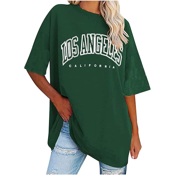 Ladies Tops Round Neck Oversized T Shirts for Women Drop
