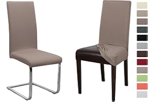 ‎BEAUTEX BEAUTEX 2er Set Jersey Stuhlhusse (Farbe wählbar), elastische Uni Stretch-Husse aus Baumwolle Bi-Elastisch (Taupe-Braun)