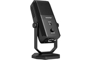 Woxter Mic Studio 100 Pro - Micrófono Profesional de Condensador (cardioide y omnidireccional, 3.5mm, tecnología vertigain, Compatible con Youtube, Skype, Twitch), Color Negro
