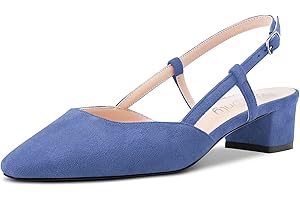 NobleOnly Mujer Chunky Ancho Bajos Gatito Heel Cuadrada Punta Sandalias Slingback Slip-on Pumps de Boda Cute Zapatos