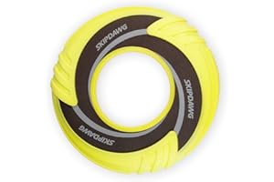 SKIPDAWG Interactive Dog Tug Toy, Flying Disc Dog Toy Light Weight TPR/Nylon Fabric Non-Toxic Material, Pet Training Toys/Outdoor Exercise Toys for Dogs, Diameter 9 Inches