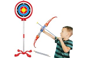 KOOLBITZ Bow and Arrow Kit for Children with 3 Arrows, Target Board & Stand - Fun Indoor/Outdoor Toy for Boys & Girls - Perfect Beginner's Archery Set for Learning & Play
