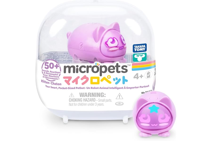 Micropets Kitten - Interactive Electronic Digital Pet Robot | 5 Levels of Pet Play, 50+Lights, Sounds, Reactions & Movement, Cute Kawaii Collectible Toy for Girls & Boys Ages 4+