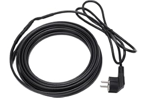 HYUDUO Cable Calefactor Autorregulable para Protección Invernal de Tuberías, 5 Metros, IP68, Potencia 25W/m, Temperatura Máxima 70°C con Enchufe
