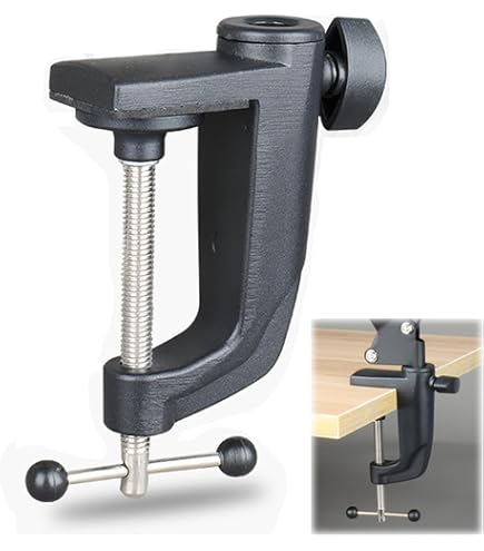 Pince De Table Microphone - Lot De 2 - Fixation Bidirectionnelle - Pour Bras Micro/Lampe - Support Jusqu'à 6cm