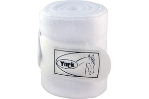 York Bandagen Polarfleece 4er Set Fleece Beinschutz Pferd Fleecebandagen (Bright White)