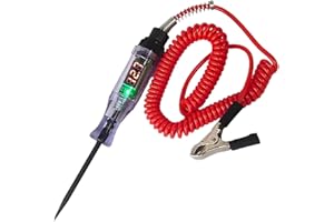 RLMVGBX Circuit Tester Car Fuse Tester 3-70V Digital LED Automotive Test Light Digital Display Voltage Tester Pen with Retractable Spring Wire And Crocodile Clip for Wiring Circuit Checking (No Battery)