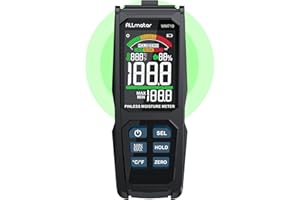 ALLmeter Needle-less Wood Moisture Meter Moisture Meter with Temperature/Humidity Probe 2.7 Inch LCD Colour Screen and Acoustic Alarm for Walls Wood Masonry Concrete Plaster (20 mm Analysis Depth)