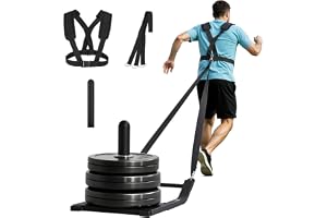 VEVOR Viktsläde, stålpulsslädar, fitnessträningsslädar för atletisk träning hastighetsförbättring, träningsutrustning med sel