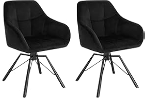 ‎WOLTU WOLTU Esszimmerstühle drehbar 2er-Set, Küchenstuhl, Polsterstuhl, Drehstuhl, bequemer Stuhl mit Armlehnen Rückenlehne, Armlehnenstuhl für Esszimmer Wohnzimmer, mit Samtbezug, Schwarz, BH365sz-2