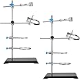 SHEUTSAN 2 Pack 16 Inch Laboratory Lab Stand Set, Lab Stand & Clamp Set, Stands Support Set Including 4 Retort Rings, 2 Flask Clamp, 2 Burette Clamp