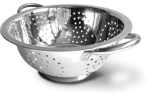 Fackelmann Colapasta Ø 24 cm, per scolare pasta, riso, verdure, materiale in acciaio inossidabile con base d'appoggio, lavabile in lavastoviglie, dimensioni Ø 24 x 11,5 cm