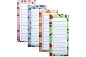 Yajesy 4 Pack Magnetic Shopping List Pad for Fridge, To Do List Pad Totally 200 Sheets Tear off Magnetic Notepad for Fridge, 21.4 x 8.8 cm